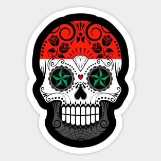 Syrian Flag Sugar Skull with Roses Sticker